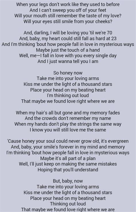 ed sheeran thinking out loud lyrics|More.